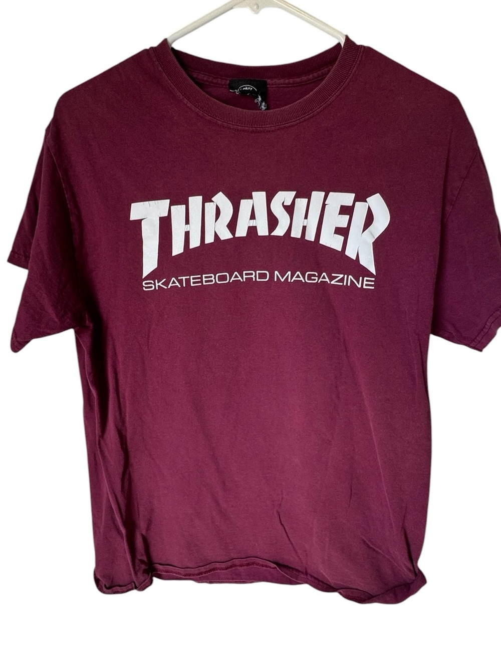 Vintage Thrasher Skateboard Magazine SKATE Graphic Tee Burgundy Men’s M RARE